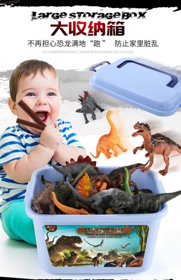 Hộp đồ chơi khủng long đủ loại và phụ kiện