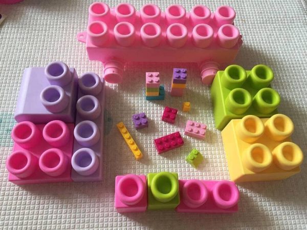 Bộ xếp hình lắp ghép lego dẻo cho bé
