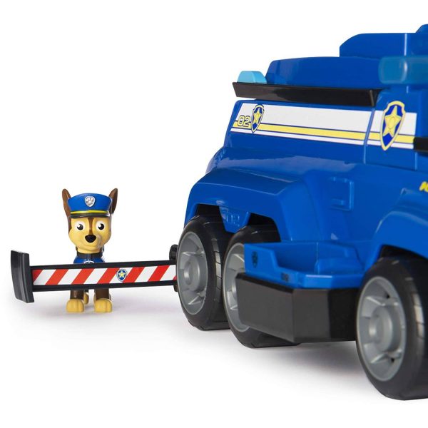Bộ mô hình xe tải Chase's Team Police Cruise chó cứu hộ paw patrol | Một bộ gồm: 1 xe to chở được cả đội, cabin xe có thể kéo lên, hạ xuống, thanh chắn xe cũng có thể kéo ra hoặc đóng lại dễ dàng và 6 chú chó cứu hộ Paw Patrol