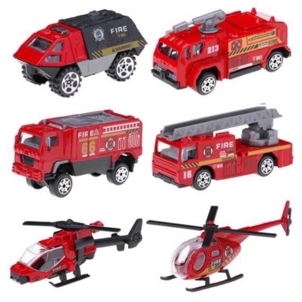 Bộ đồ chơi 6 xe cứu hoả và máy bay trực thăng cứu hộ siêu hot