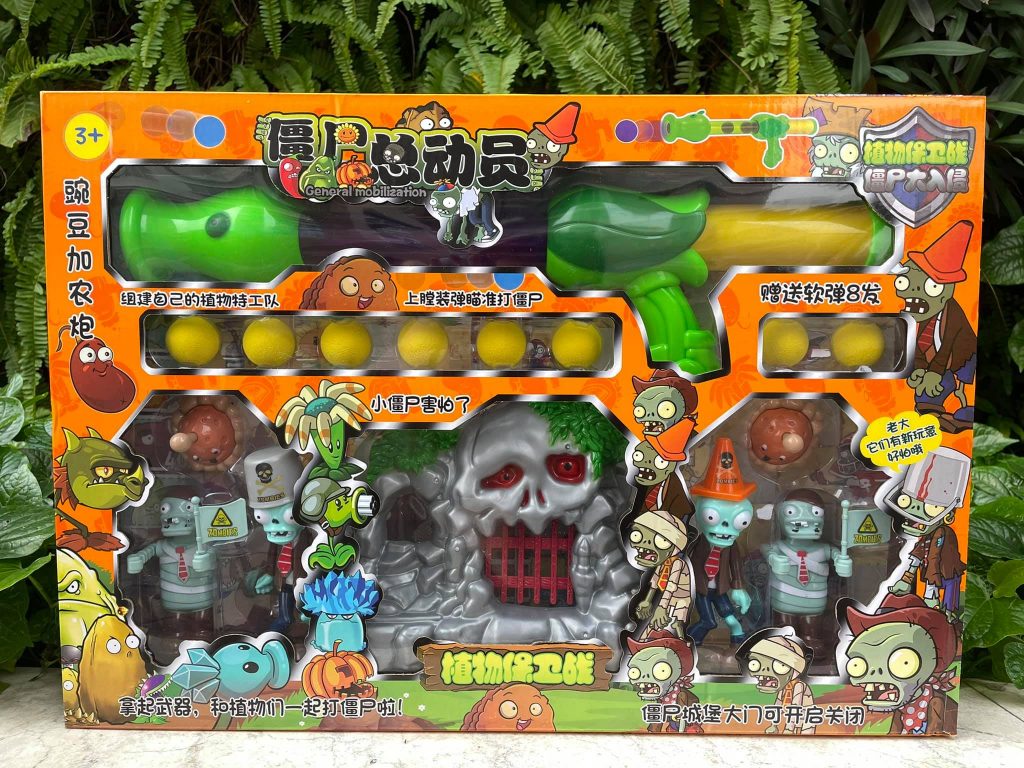 Bộ mô hình đồ chơi súng bắn Zombie mô phỏng game Plant vs Zombie mẫu 2
