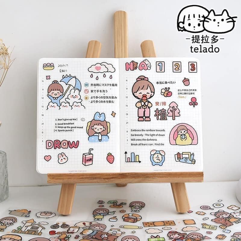 Hộp 1000 hình sticker dán cực cool cho bé Telado Hãng chuyên washi sticker chủ đề như này nè, cute đáng yêu lắm lắm, kèm cả hộp xinh đẹp làm quà tặng hết ý.
