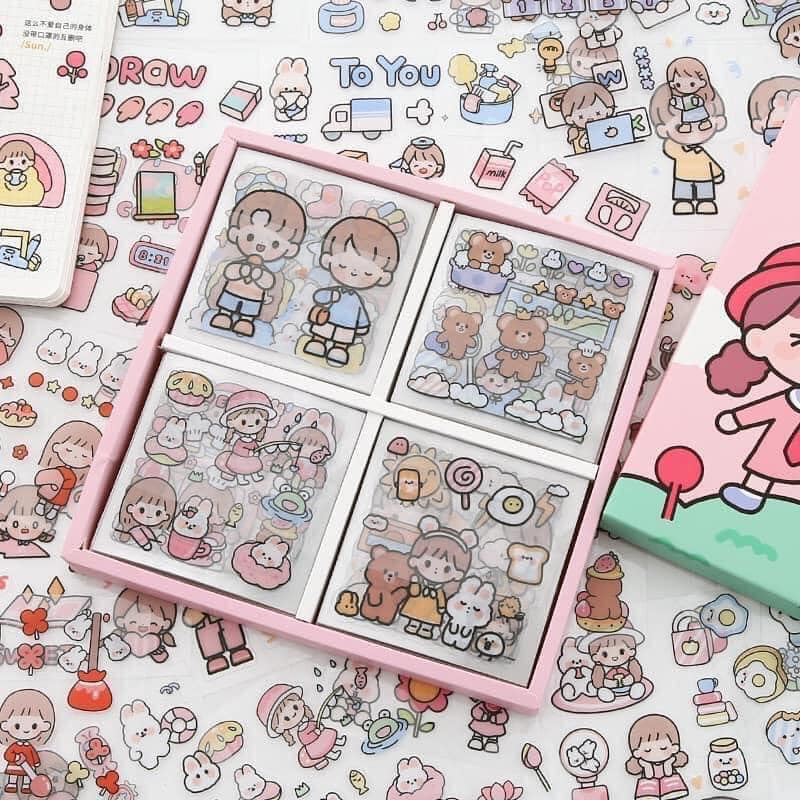 Hộp 1000 hình sticker dán cực cool cho bé Telado Hãng chuyên washi sticker chủ đề như này nè, cute đáng yêu lắm lắm, kèm cả hộp xinh đẹp làm quà tặng hết ý.