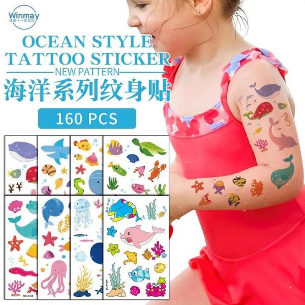 Set 10 tấm hình xăm (100 hình) tatto siêu cute cho bé