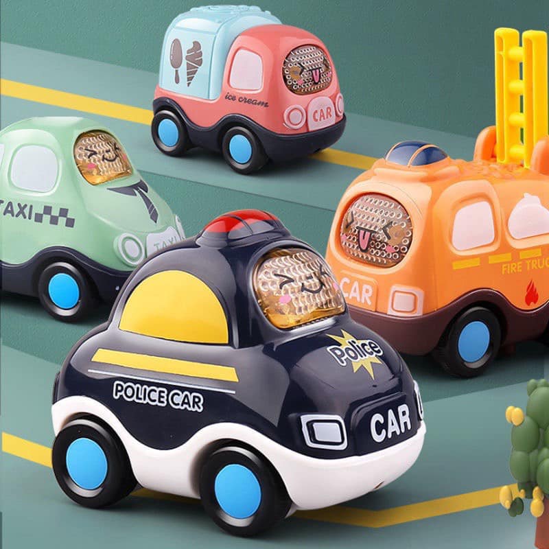Hộp đồ chơi 7 xe ô tô chạy quán tính siêu cute