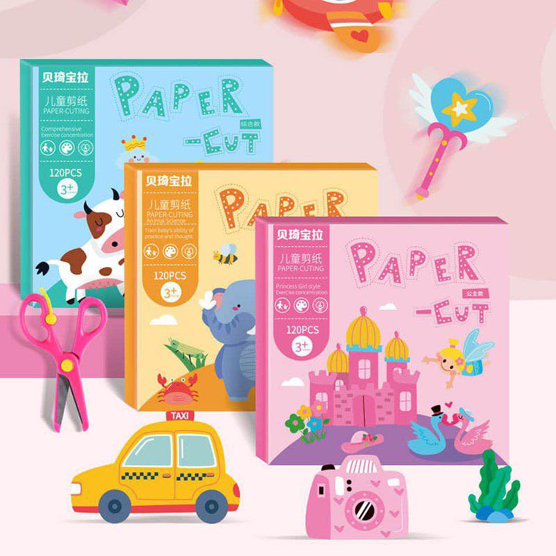 Bộ đồ chơi trẻ em cắt giấy thủ công có kèm kéo cho bé - Phân Loại: Phương Tiện Giao Thông