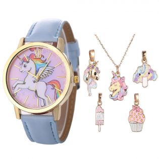 Set đồng hồ và dây chuyền Unicorn cho bé