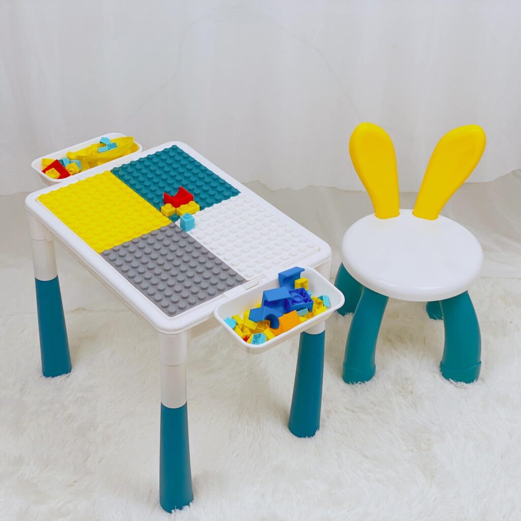 Bộ bàn chơi lego đa năng kèm ghế