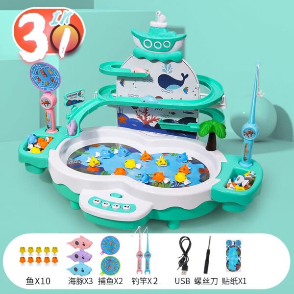 Đổ chơi bàn câu cá và cầu tuột cá trượt nước 3 trong 1