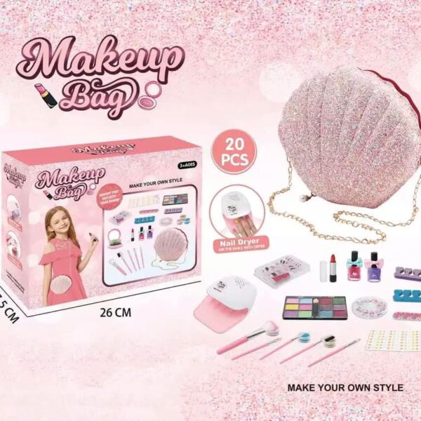 Bộ trang điểm và làm nail cho bé tặng kèm túi hình vỏ sò