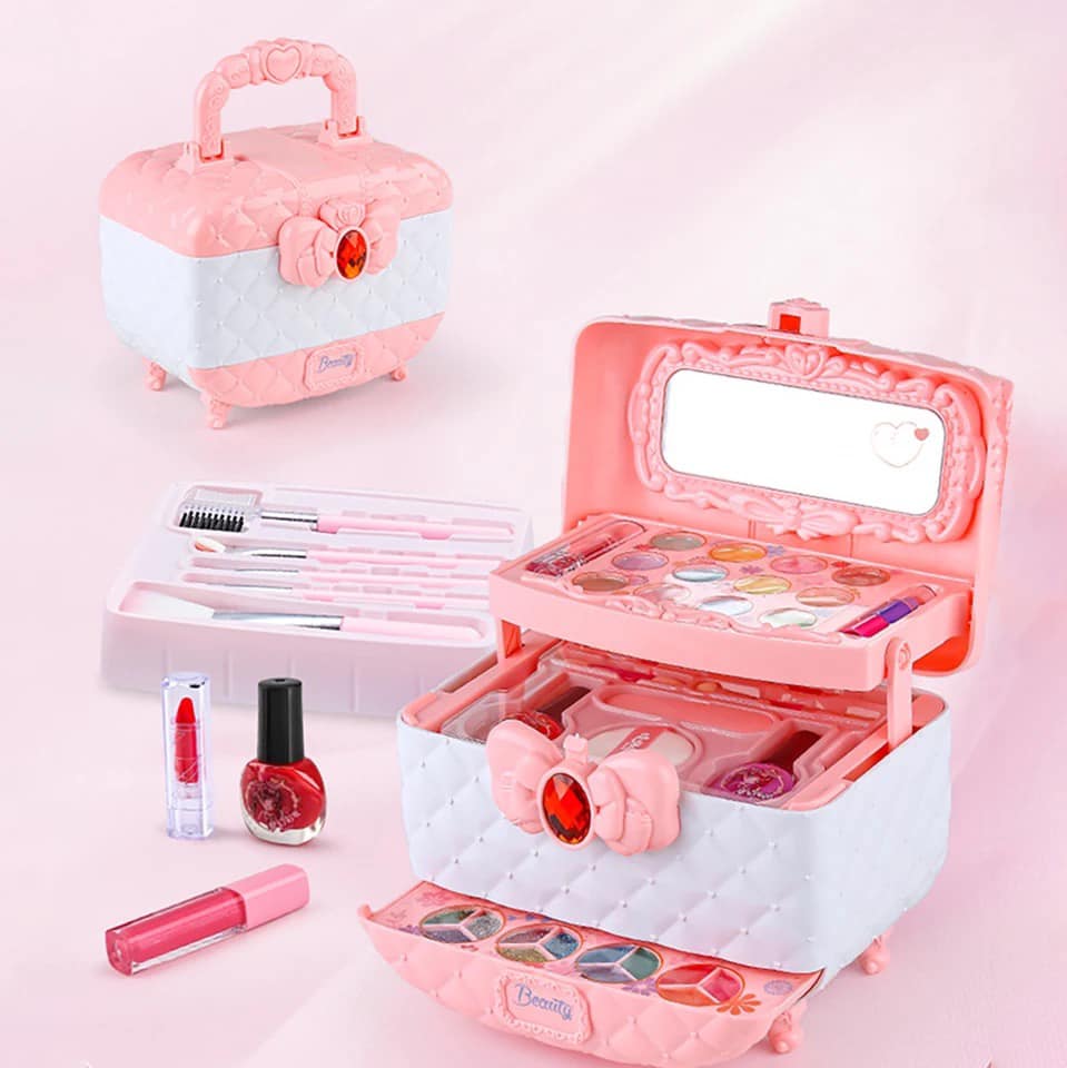 Hộp trang điểm make up làm đẹp và sơn móng 3 tầng cho bé