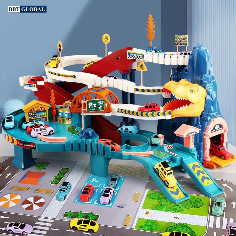 Bộ đồ chơi đường hầm ray trượt xe mẫu khủng long
