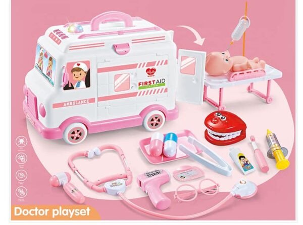 Bộ đồ chơi bác sĩ 30 chi tiết kèm xe cấp cứu - Phân Loại: Màu Hồng
