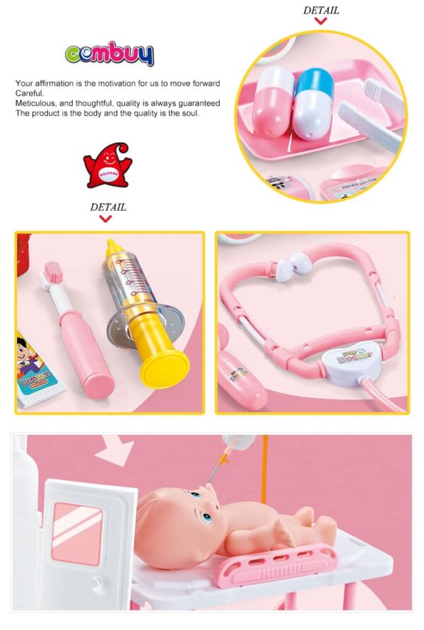 Bộ đồ chơi bác sĩ 30 chi tiết kèm xe cấp cứu - Phân Loại: Màu Hồng