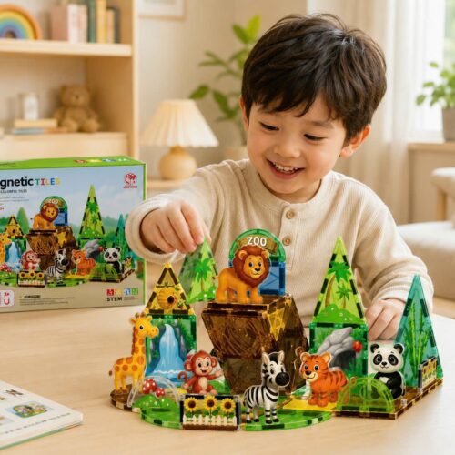 Bộ xếp hình nam châm từ tính magnetic Tiles động vật 40 chi tiết