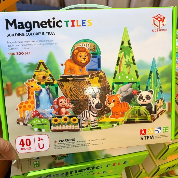 Bộ xếp hình nam châm từ tính magnetic Tiles động vật 40 chi tiết
