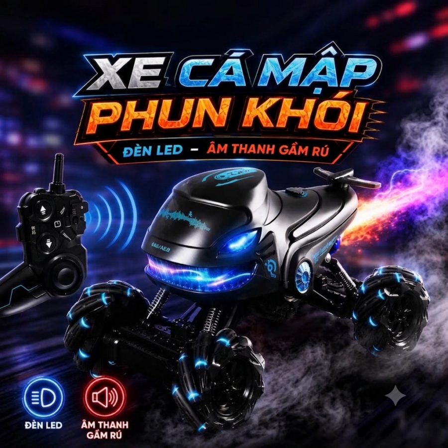 Xe đua cá mập điều khiển phun khói
