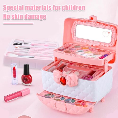 Hộp trang điểm make up làm đẹp và sơn móng 3 tầng cho bé